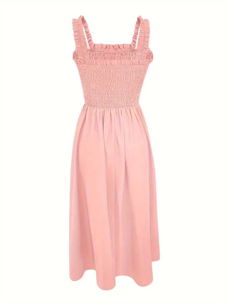 Kvinders A-Line Maxi Kjole Med Shirret Bodice 4