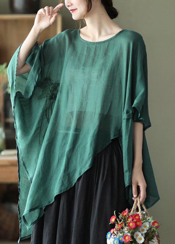 Kvinders Asymmetrisk Design Broderet Skjorte 2