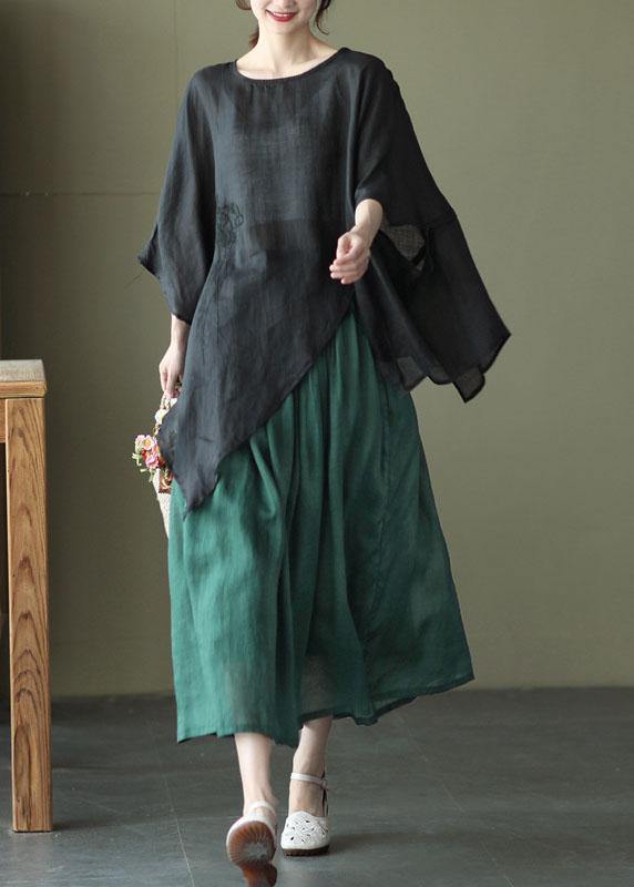 Kvinders Asymmetrisk Design Broderet Skjorte 3