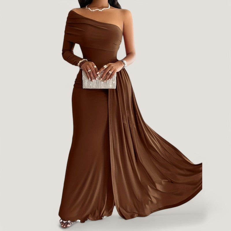 Kvinders Asymmetrisk Maxi Kjole Polyester Bodycon 1