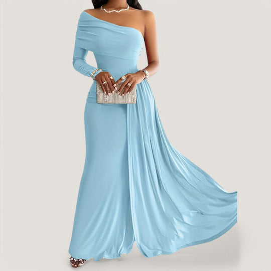 Kvinders Asymmetrisk Maxi Kjole Polyester Bodycon 5