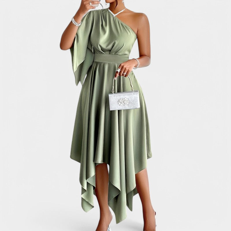 Kvinders Asymmetrisk Peplum Kjole i Polyester 4