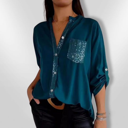 Kvinders Bluse Chic med Pailletter 4