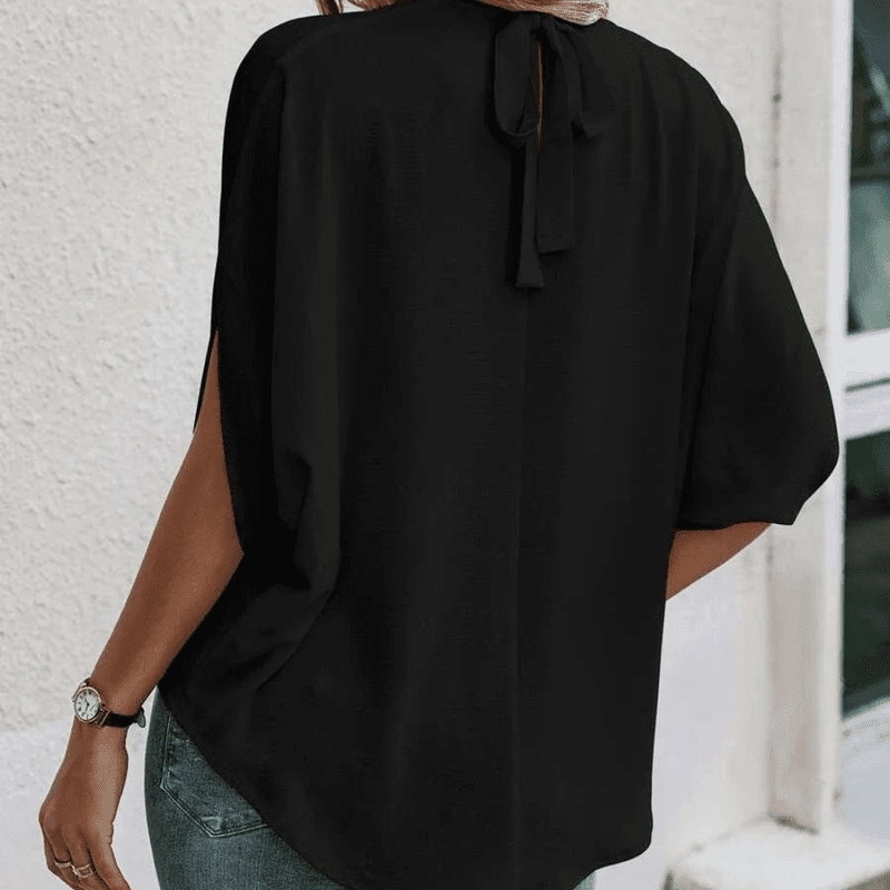 Kvinders Bluse i Chiffon med Halværmet Design 3