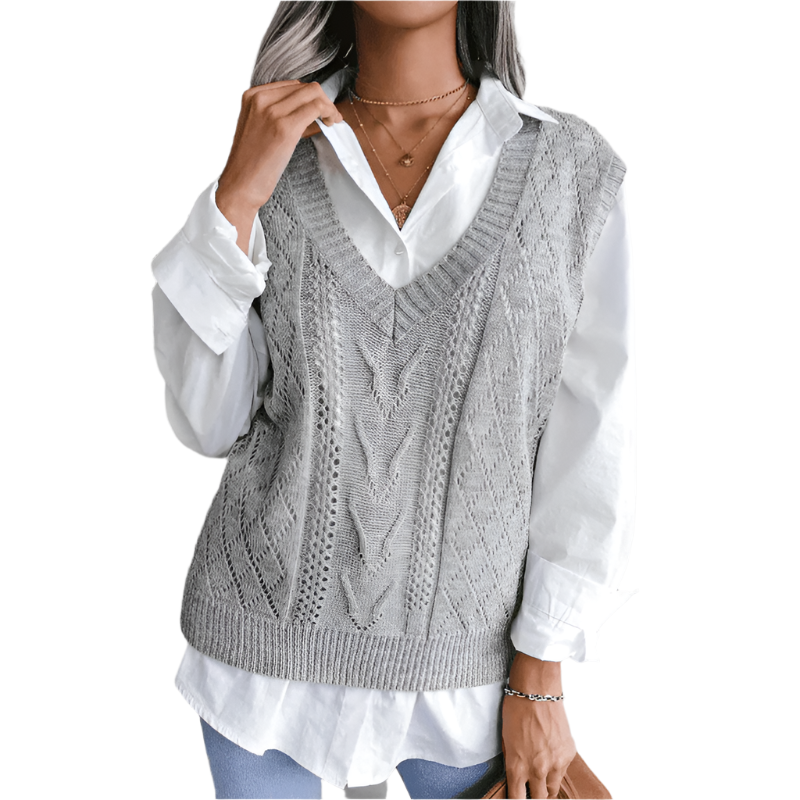 Kvinders Cardigan Ærmeløs V-Hals Acrylnet 0