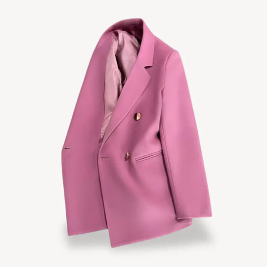 Kvinders Dobbeltradet Blazer Med Guldfarvede Knapper 7