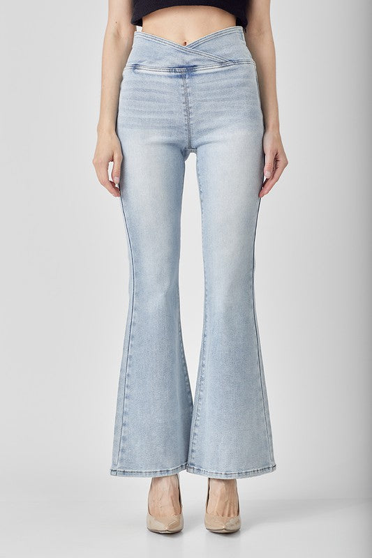Kvinders Høj Talje Flared Jeans Denim 1