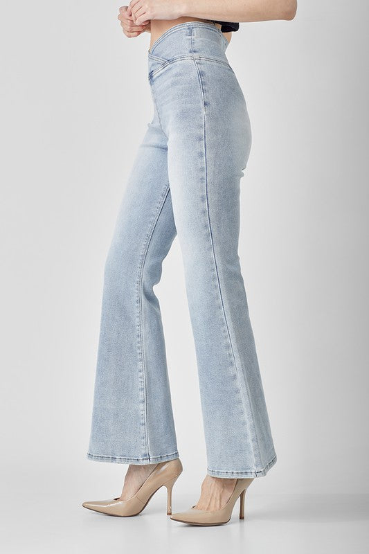 Kvinders Høj Talje Flared Jeans Denim 2