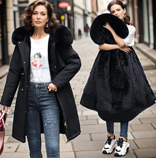 Kvinders Kilejakke med Faux Fur Hætte 2