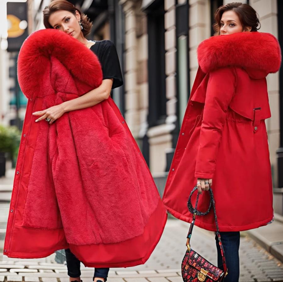 Kvinders Kilejakke med Faux Fur Hætte 4