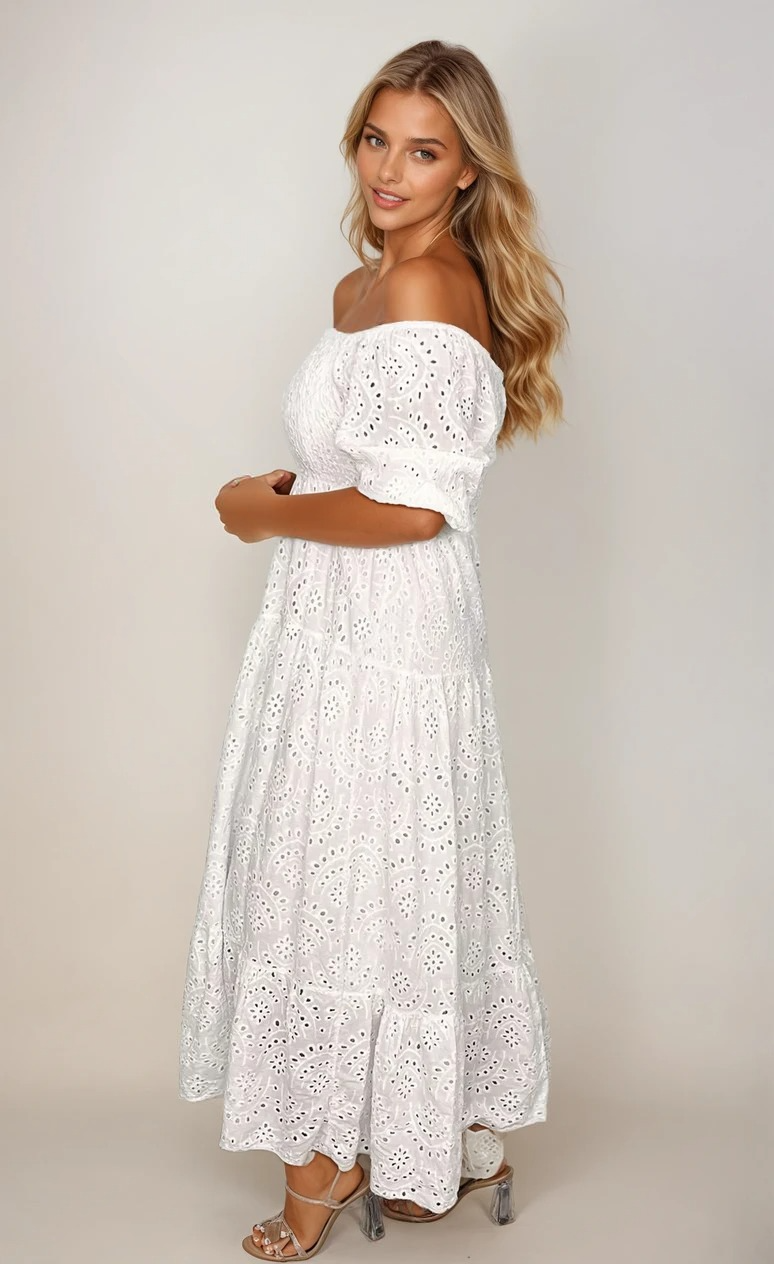 Kvinders Lang Blondekjole Elegant Blødt Blonde 2