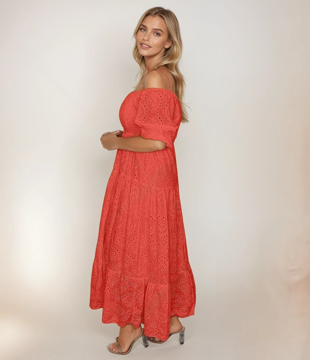 Kvinders Lang Blondekjole Elegant Blødt Blonde 4