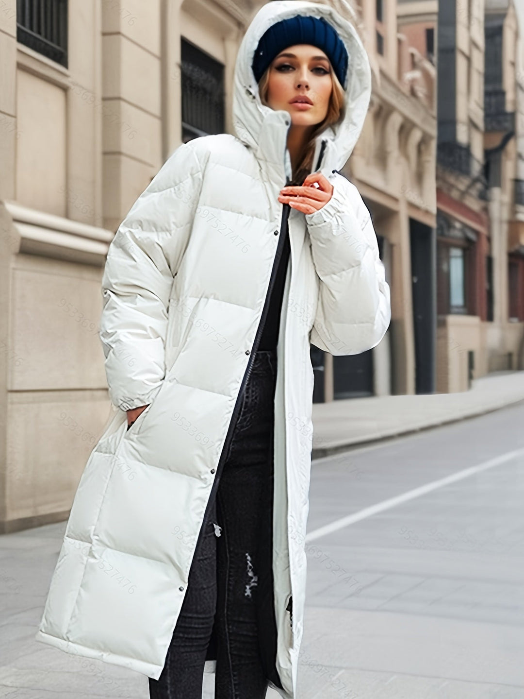 Kvinders Lang Dunfrakke Oversized Fit 1
