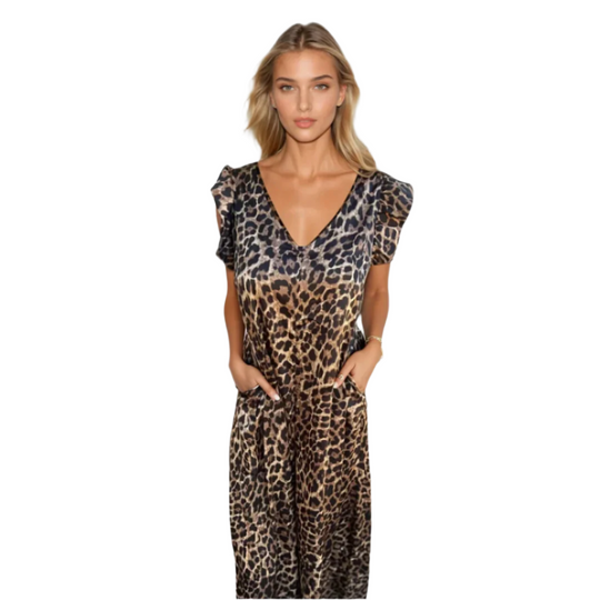 Kvinders Maxi Kjole Leopard Print Design 0
