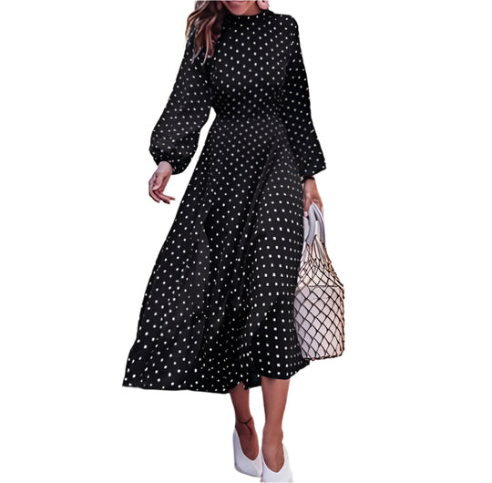Kvinders Maxi Kjole Polka Dot Langærmet 0
