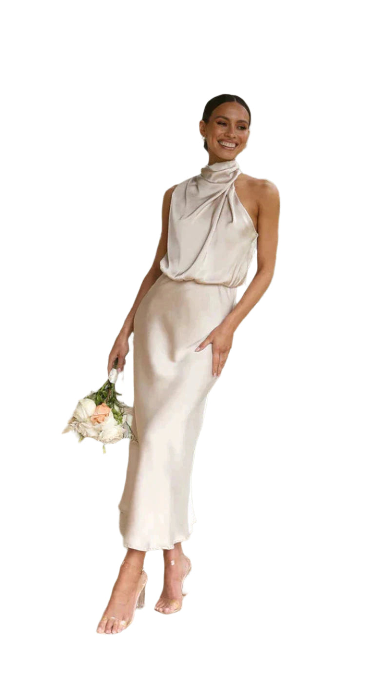 Kvinders Maxi Kjole Satin Tidløs Design 0
