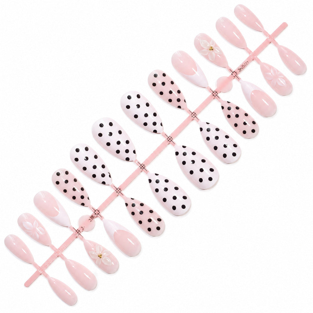 Kvinders Negledesign med Prikker og Blomster 4