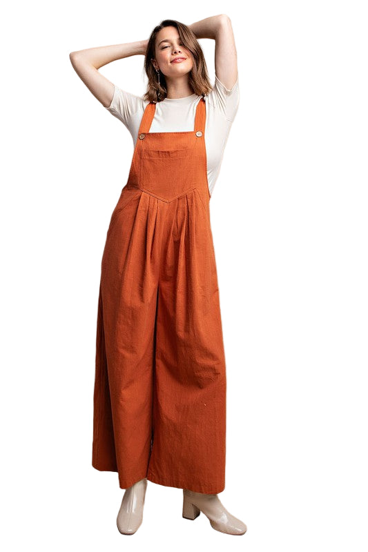 Kvinders Overalls med Pintuck Detalje og Lommer i Rust 0
