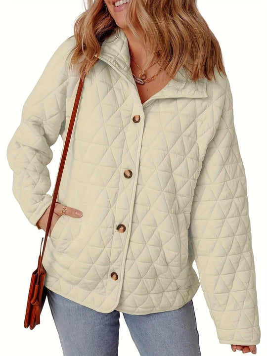 Kvinders Oversized Quiltet Frakke med Knapper 1