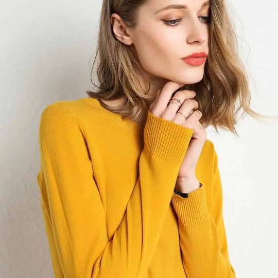 Kvinders Pullover Merino Uld O-Hals Langærmet Striktrøje 3
