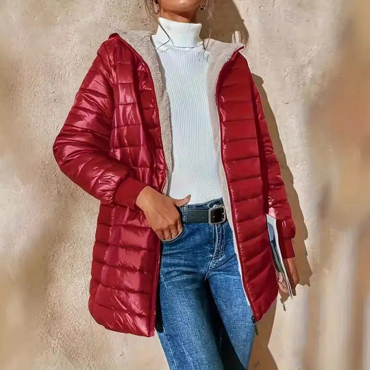 Kvinders Quilted Jakke Med Hætte 4