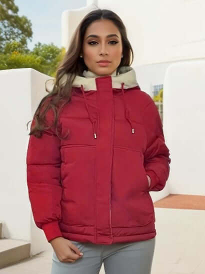 Kvinders Quilted Jakke med Fleece Foring og Hætte 2
