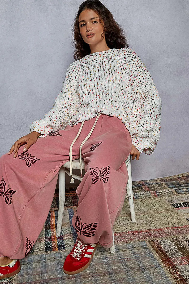 Kvinders Rund Hals Sweater Popcorn Tekstur Polyester Med Fransede Detaljer 4