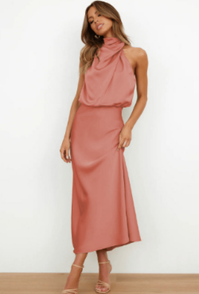 Kvinders Satin Maxi Kjole Elegant Design 10