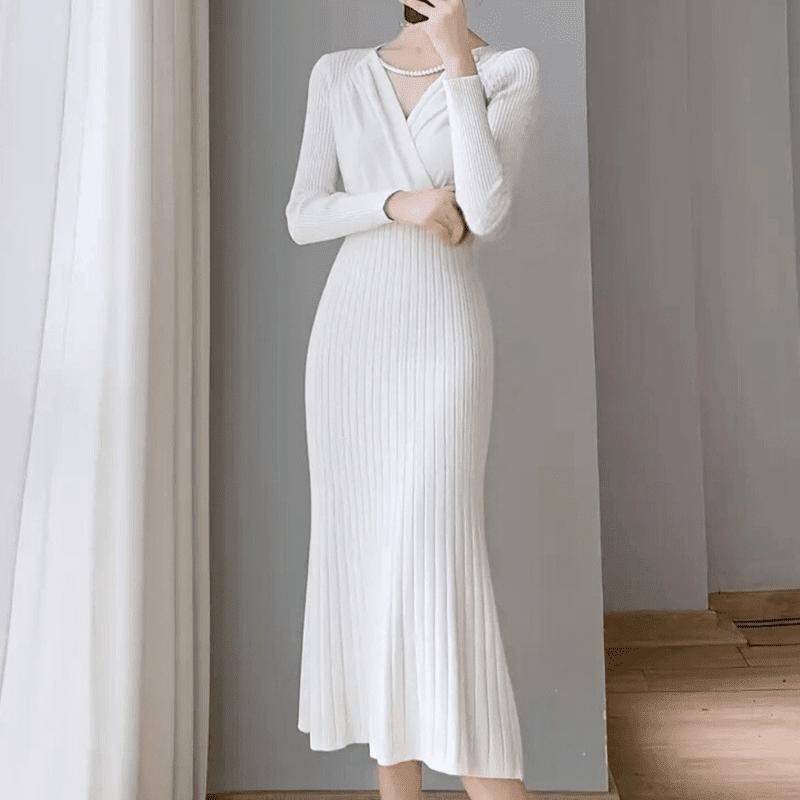 Kvinders Strikket Kjole Tidløst Design Polyester 2