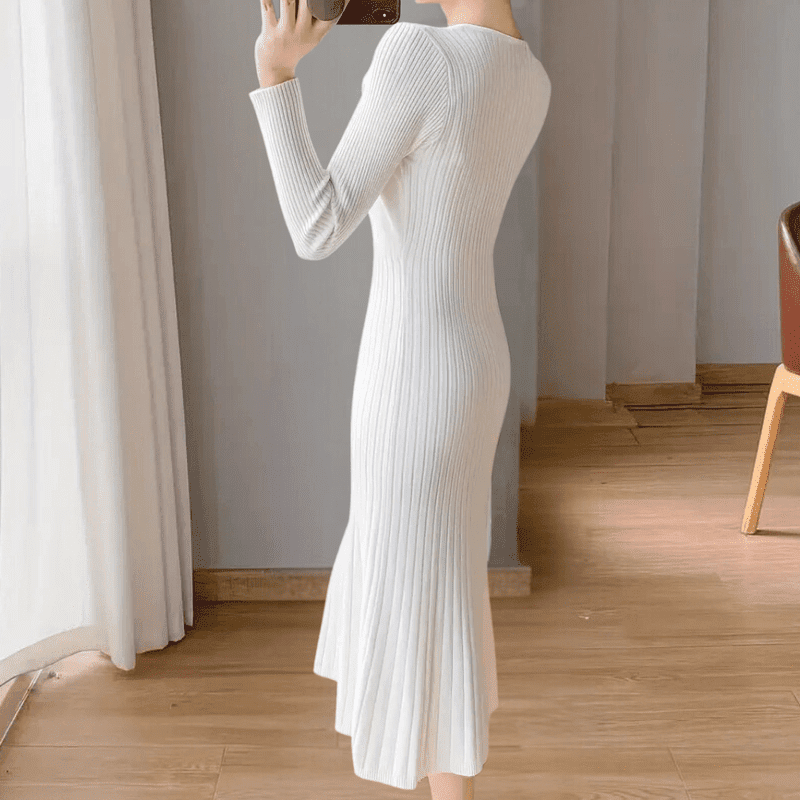 Kvinders Strikket Kjole Tidløst Design Polyester 3