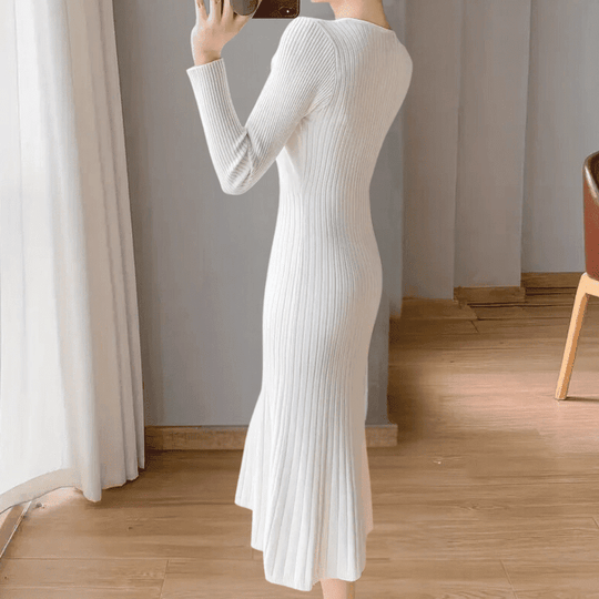 Kvinders Strikket Kjole Tidløst Design Polyester 3