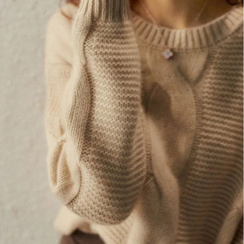 Kvinders Sweater Håndstrikket Blødt Bomuld 1