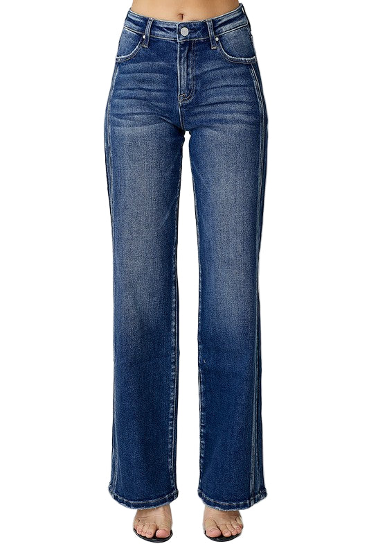 Mænds Straight Jeans Mørk Denim 0