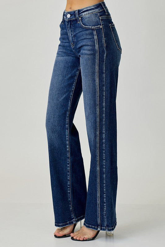 Mænds Straight Jeans Mørk Denim 2
