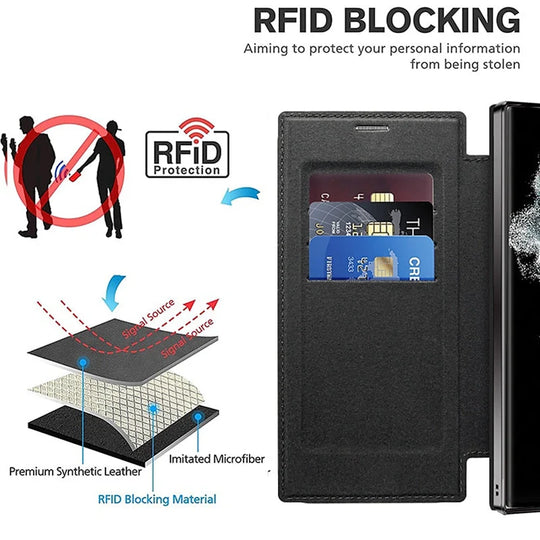Mænds Telefoncover Flip-Cover Med Kortholder og Magnetisk Lukning 6
