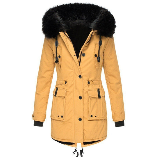 Kvinders Frakke - Skræddersyet Pasform - Faux Fur Hætte
