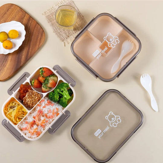 Unisex Madkasse Med Rum Til Børn - Praktisk Bento Box Til Måltidsforberedelse 2