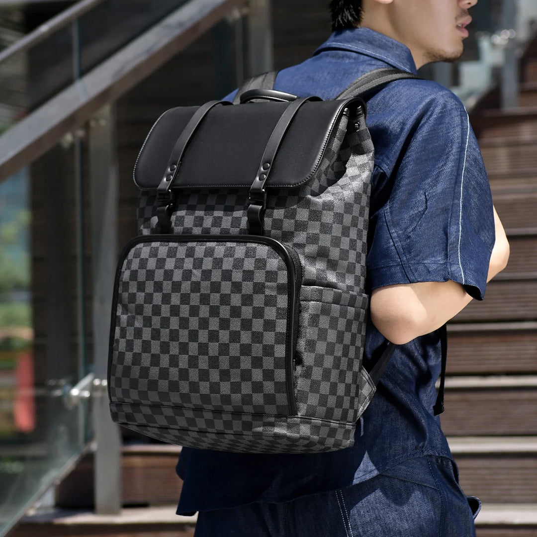 Unisex Rygsæk med Skakbrætmønster Moderne Design 1