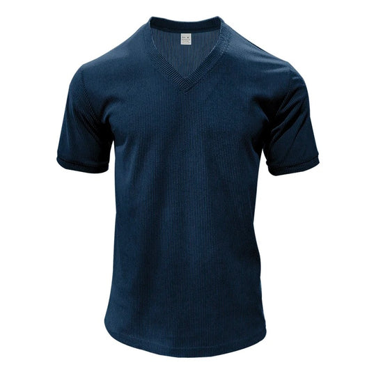 Herre-T-shirt i fløjl med V-hals
