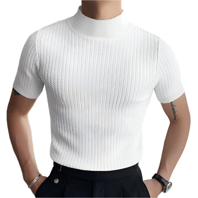 Herre T-shirt med høj hals og slim fit
