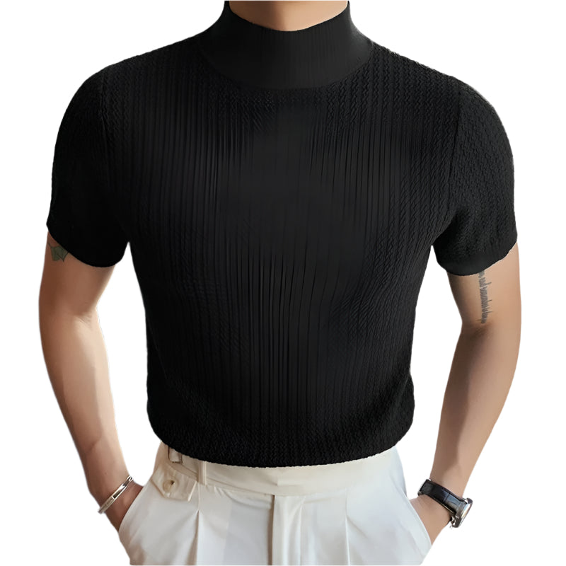 Herre T-shirt med høj hals og slim fit