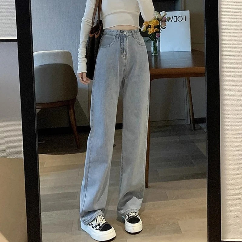 Vintage jeans med brede ben til kvinder