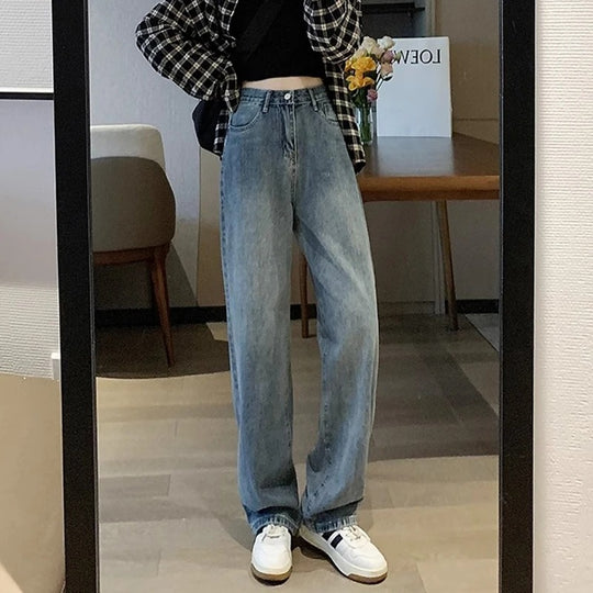 Vintage jeans med brede ben til kvinder