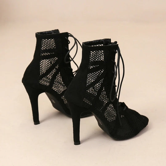 Kvinders mesh Peep Toe-hælede sandaler