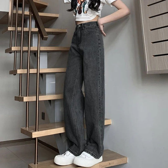 Vintage jeans med brede ben til kvinder