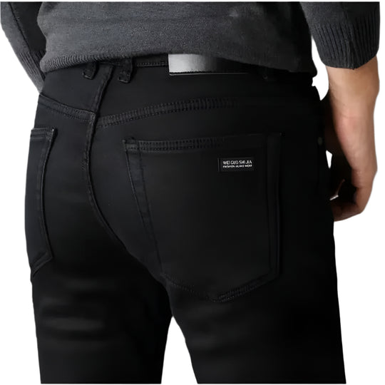 Sort stretch-bikerjeans til mænd