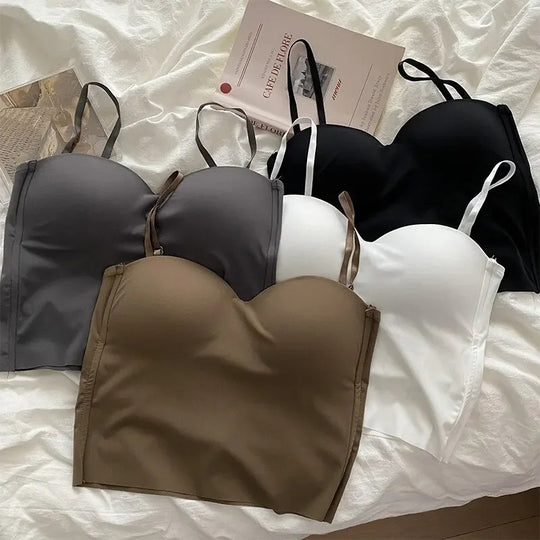 Ensfarvet cropped camisole til kvinder