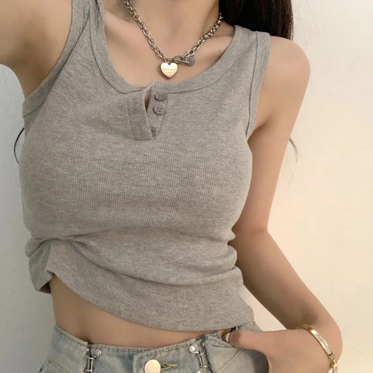 Kvinders rib-button-down tanktop