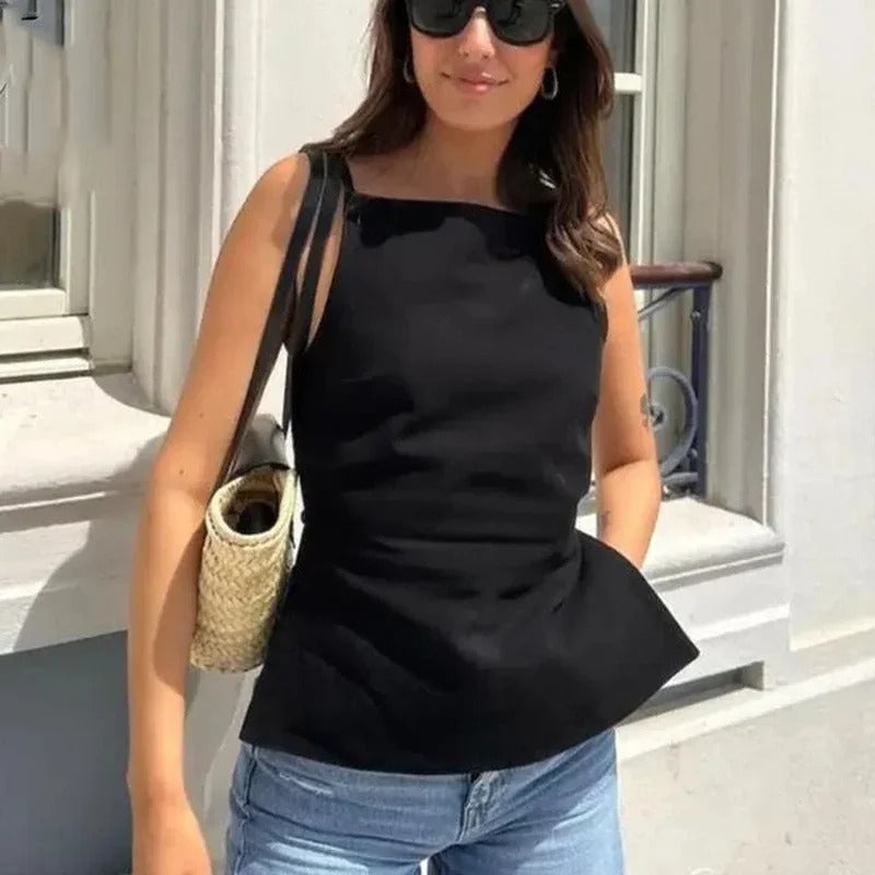 Kvinders Crop Top med tynd rem uden ryg