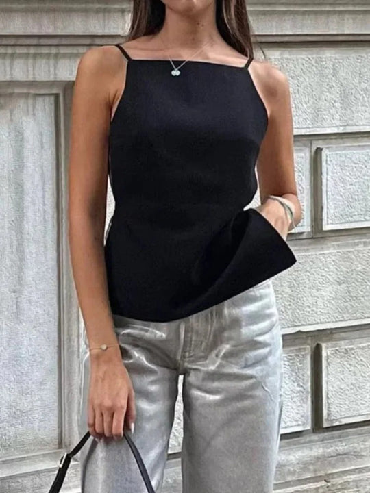 Kvinders Crop Top med tynd rem uden ryg